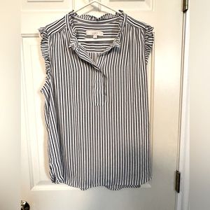 LOFT sleeveless button ruffle shell